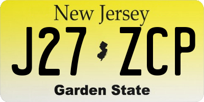 NJ license plate J27ZCP