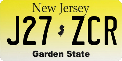 NJ license plate J27ZCR