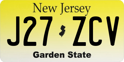 NJ license plate J27ZCV