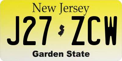 NJ license plate J27ZCW