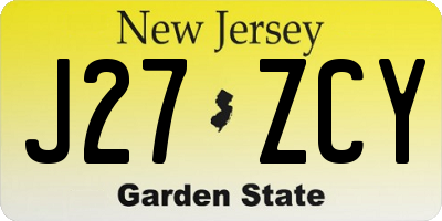 NJ license plate J27ZCY