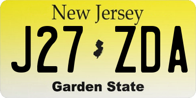 NJ license plate J27ZDA
