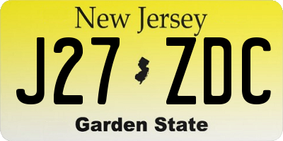 NJ license plate J27ZDC