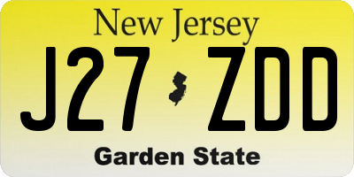 NJ license plate J27ZDD