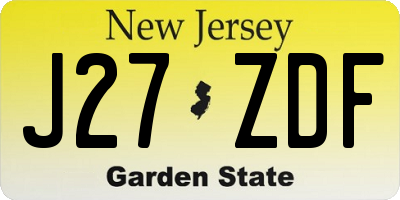 NJ license plate J27ZDF