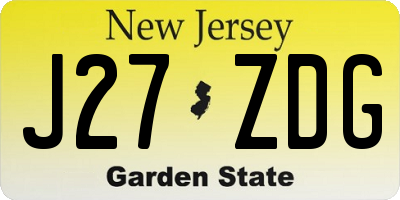 NJ license plate J27ZDG