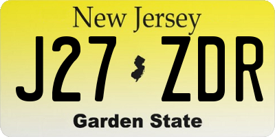 NJ license plate J27ZDR