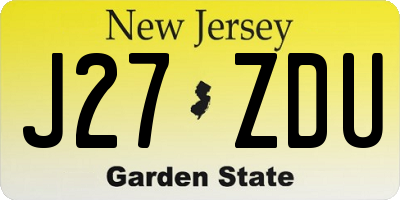 NJ license plate J27ZDU
