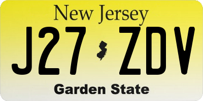 NJ license plate J27ZDV