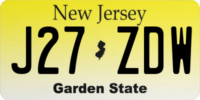 NJ license plate J27ZDW