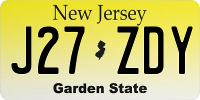 NJ license plate J27ZDY