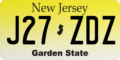 NJ license plate J27ZDZ