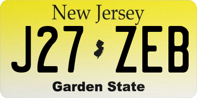 NJ license plate J27ZEB