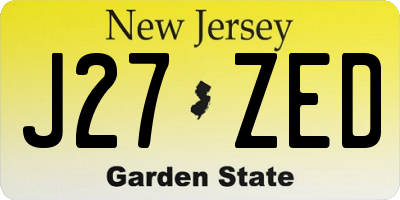 NJ license plate J27ZED