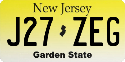 NJ license plate J27ZEG