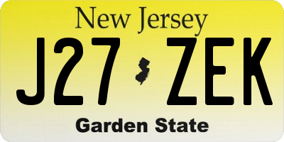 NJ license plate J27ZEK