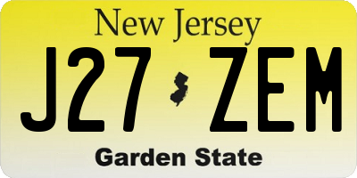 NJ license plate J27ZEM
