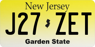 NJ license plate J27ZET