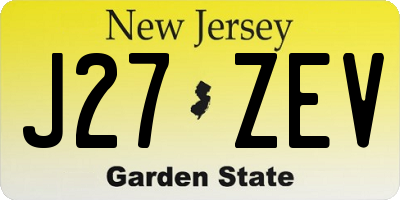 NJ license plate J27ZEV