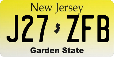 NJ license plate J27ZFB
