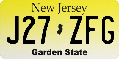 NJ license plate J27ZFG