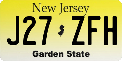 NJ license plate J27ZFH