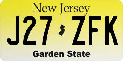 NJ license plate J27ZFK