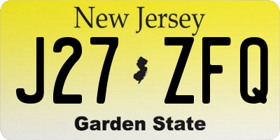 NJ license plate J27ZFQ