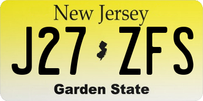 NJ license plate J27ZFS