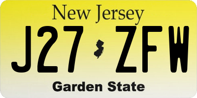 NJ license plate J27ZFW