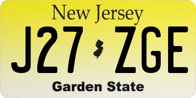 NJ license plate J27ZGE