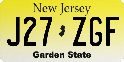 NJ license plate J27ZGF
