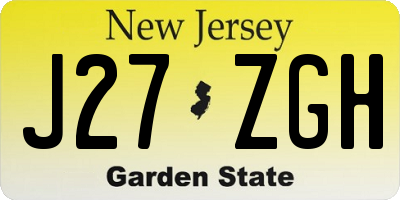 NJ license plate J27ZGH