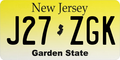 NJ license plate J27ZGK