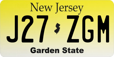 NJ license plate J27ZGM