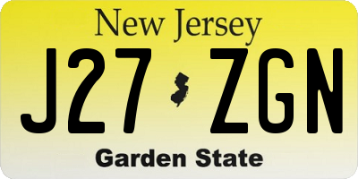 NJ license plate J27ZGN