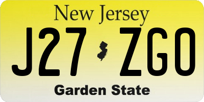NJ license plate J27ZGO