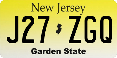 NJ license plate J27ZGQ