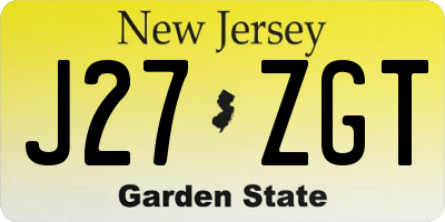 NJ license plate J27ZGT