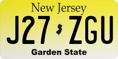 NJ license plate J27ZGU