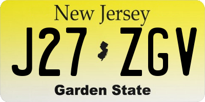 NJ license plate J27ZGV