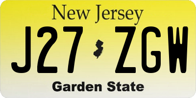 NJ license plate J27ZGW