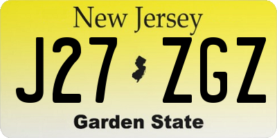NJ license plate J27ZGZ