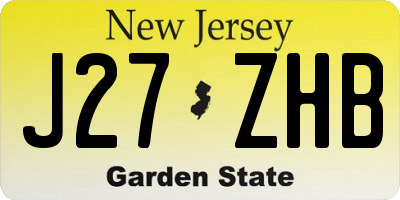NJ license plate J27ZHB