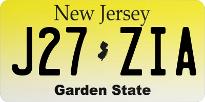 NJ license plate J27ZIA