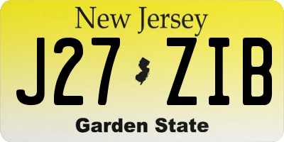 NJ license plate J27ZIB