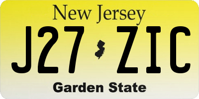 NJ license plate J27ZIC