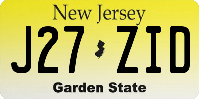 NJ license plate J27ZID