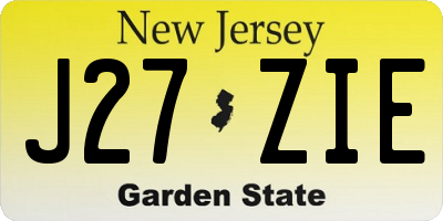 NJ license plate J27ZIE