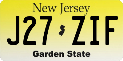 NJ license plate J27ZIF